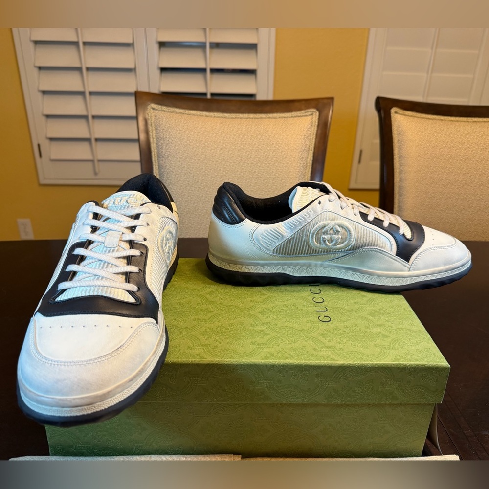 New Authentic Gucci Mac80 GG Logo Sneaker Shoes White Black Size UK 12 /US 12.5 - Picture 8 of 16